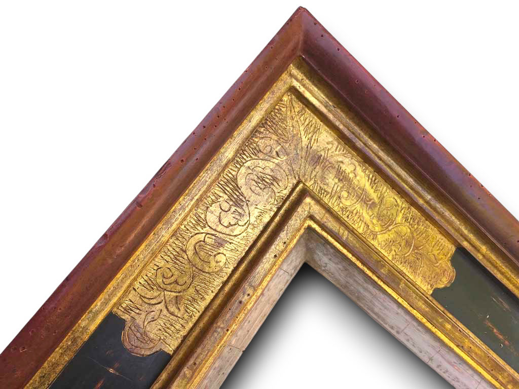 Angles gravé or fin filets couleur