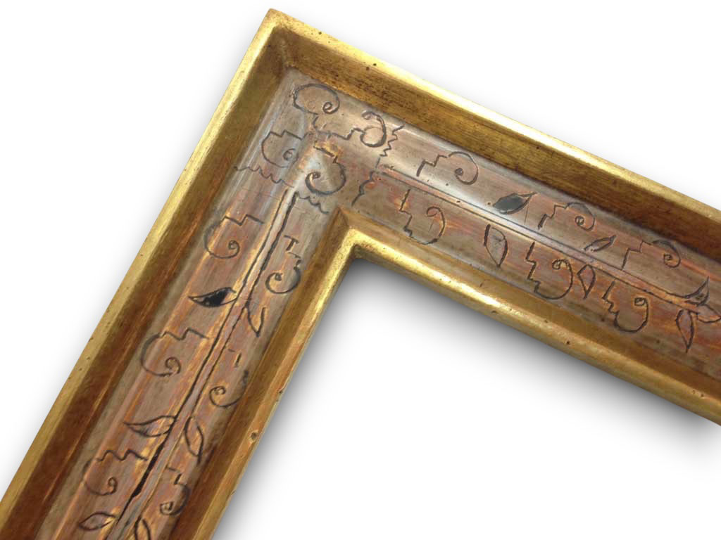 Filets or milieu vieux blanc motifs noirs