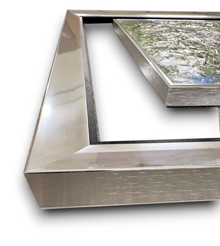 Argent vif filet noir Mini cache clous argent vif Plexi transparent (peintre Veran)